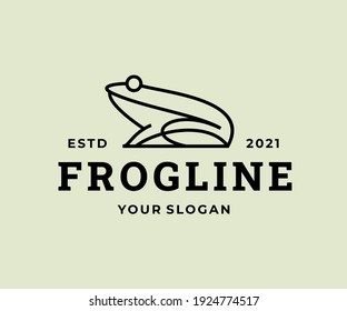 Icono de diseño de icono del logotipo del contorno de rana creativo minimalista estilo hipster vintage. símbolo vectorial anfibio simple