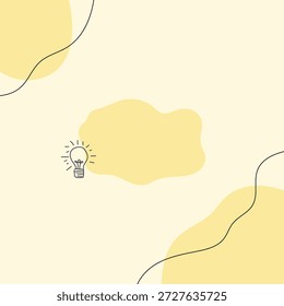 Minimalist Creative Idea Background with Hand Drawn Lightbulb and Abstract Organic Shapes