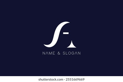 Minimalist creative initial based AF logo and FA logo. Letter AF FA creative elegant monogram design white color on blue background