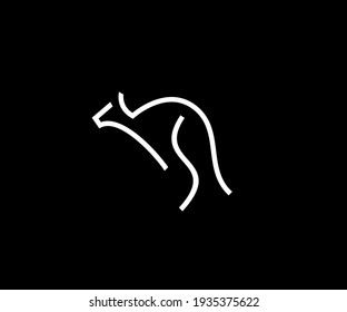 Icono de diseño de icono de canguro creativo minimalista monolina con estilo moderno. símbolo de vector animal simple