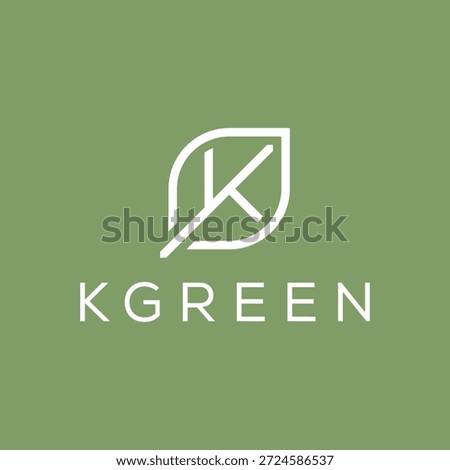 Minimalist creative letter K green leaves logo design inspiration