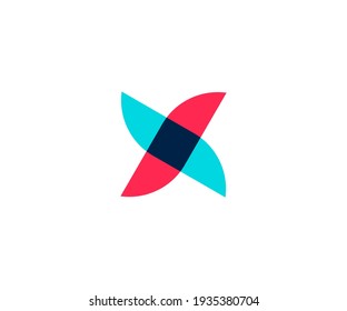 Minimalist creative letter X overlap logo icon design modern style illustration. simple initial vector symbol