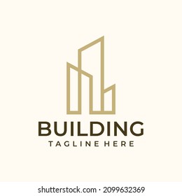 Minimalist creative line art building symbol logo design