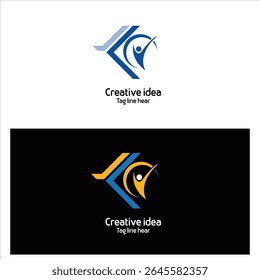 Diseño creativo minimalista del logotipo Plantilla de Vector. líneas creativas punto y concepto colorido