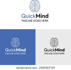 Design minimalista do logotipo cerebral da mente criativa 