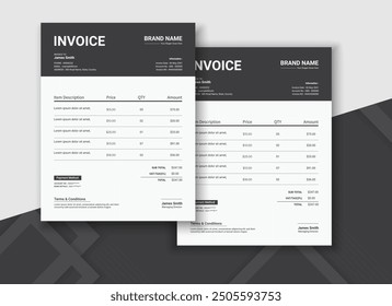 Minimalist creative modern business invoice template. Business stationery payment agreement template vector. Corporate business invoice