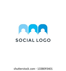 Minimalist creative people logo icon design modern style illustration. simple group vector symbol