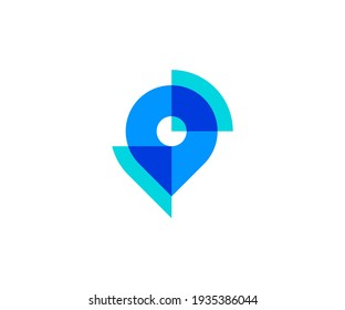 Minimalist creative point overlap logo icon design modern style illustration. simple gps vector symbol