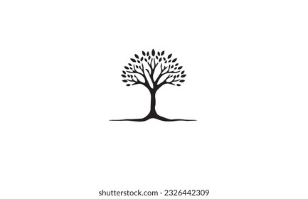 minimalist creative tree logo and yoga vector on white background