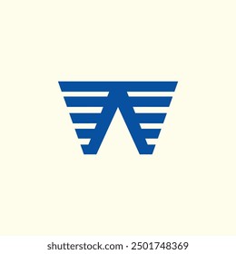 Minimalista Creativo Único Línea Azul W y WA Logo