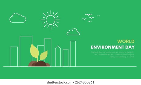 Minimalist creative vector illustration of environment day. Line art design. 5th june.