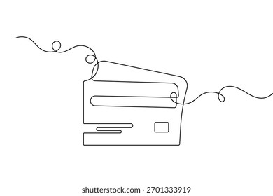 Design de cartão de crédito minimalista em desenho contínuo de uma linha simples esboço vetor ilustração
