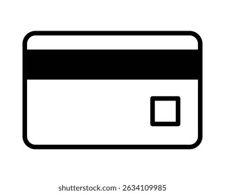 Minimalist credit card icon illustration, symbolizing finance, ecommerce, and online payment. Versatile graphic element for web design and marketing.