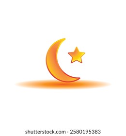 Minimalist Crescent Moon and Star Islamic Symbol for Ramadan and Eid