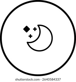 Minimalist Crescent Moon and Stars Design Representing Night or Dreamlike State