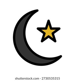 Minimalist Crescent Star Flat Icon Collection