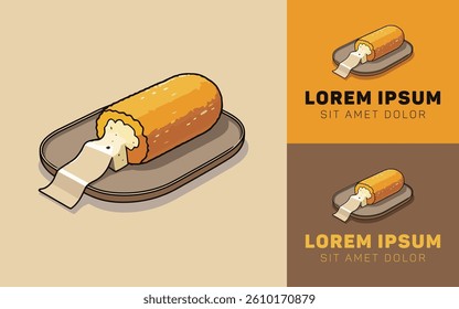 Minimalist Crispy Kroket Logo Food Icon Design