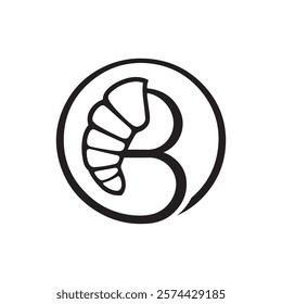 Minimalist Croissant Logo with Letter B