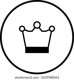 Minimalist crown icon illustration, symbol of royalty and elegance within circle