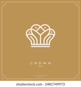 Minimalist crown logo icon template. Simple crown icon symbol