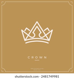 Minimalist crown logo icon template. Simple crown icon symbol