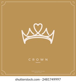 Minimalist crown logo icon template. Simple crown icon symbol