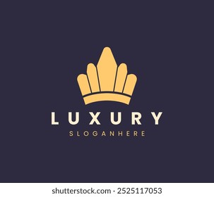 Minimalist Crown Logo for Luxury, Royalty, and Elegance. Gold crown vector logo design