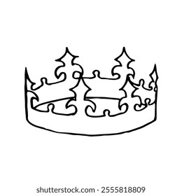 minimalist crown in the style of European monarchs - hand drawn line art