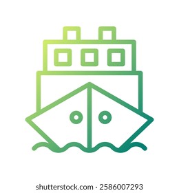 Minimalist Cruise Ship Icon Green Gradient Style