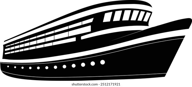 Silueta minimalista de crucero en blanco y negro. Ideal para su uso en logotipos, carteles y obras de arte digitales, este diseño limpio enfatiza las líneas audaces y la forma geométrica del crucero.