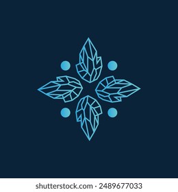 Ilustración vectorial de logotipo de hojas de cristal minimalista