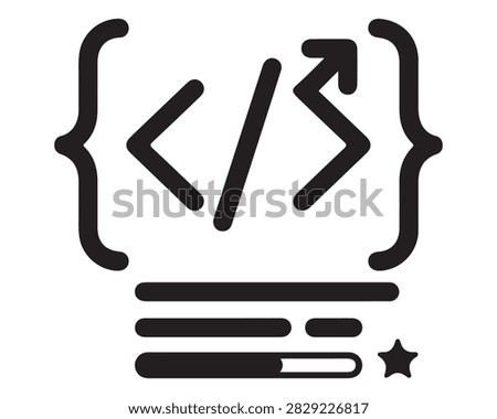 Minimalist CSS HTML code symbol with arrows and star for web development design