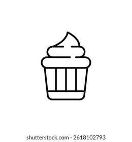 Minimalist cupcake outline illustration on seamless white backdrop