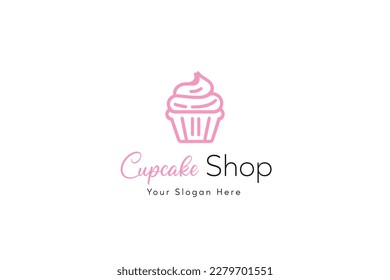 Minimalist Cupcake Outline Vector Design