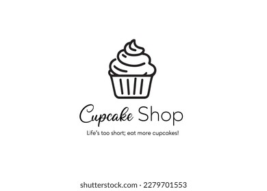 Minimalist Cupcake Outline Vector Design