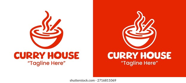 Logotipo minimalista da curry house inspirado na cozinha tradicional com uma abordagem moderna de marca.