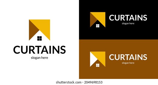 Minimalist curtains logo. Vector illustration.