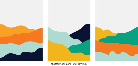 Minimalist curve lines shape set of three Free Vector