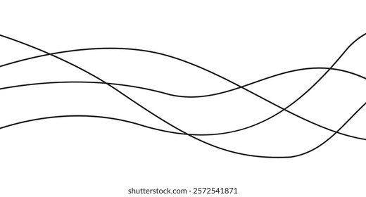 Minimalist Curve Wave Pattern in Line Art Style for Graphic Templates
