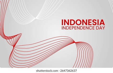 Fundo abstrato curvo minimalista em tema vermelho e branco para comemorar o dia da independência da Indonésia.