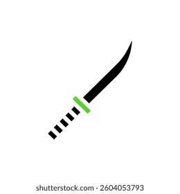 Minimalist Curved Blade with Handle in Vector Art