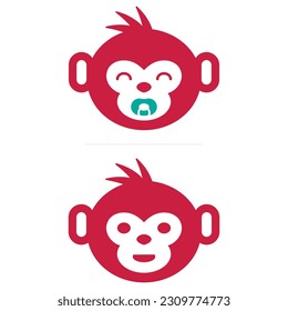 Minimalist cute baby monkey logo.