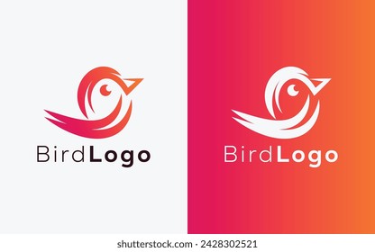 Minimalist Cute Bird vector logo. Modern colorful Bird vector logo. abstract colorful hummingbird logo