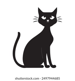 Minimalista lindo gato negro Ilustración vectorial, una Ilustración vectorial minimalista de un lindo gato negro con ojos grandes y un diseño simple. Perfecto para su uso en proyectos gráficos, diseño de productos