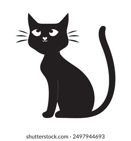 Minimalista lindo gato negro Ilustración vectorial, una Ilustración vectorial minimalista de un lindo gato negro con ojos grandes y un diseño simple. Perfecto para su uso en proyectos gráficos, diseño de productos