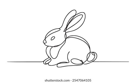 Minimalist cute bunny line drawing