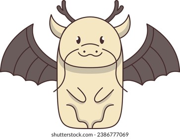 minimalist cute colour dragon design with transparent background