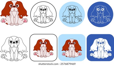 Minimalist Cute Dog Logo: Cavalier King Charles Spaniel for Pet Brands, Products, and Pet Shops. Graphic line vector illustration
