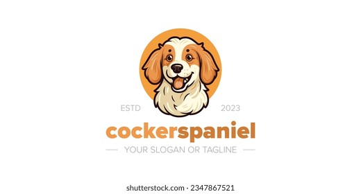 Minimalist Cute Dog Logo: Showcasing Cocker Spaniel for Pet Brands, Products, and Pet Shops