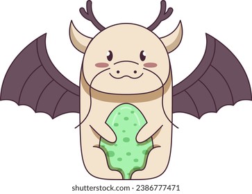 minimalist cute dragon with egg and transparent background